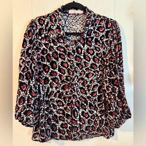 Anthropologie TP Lynnie  Burnout Velvet Blouse Size M